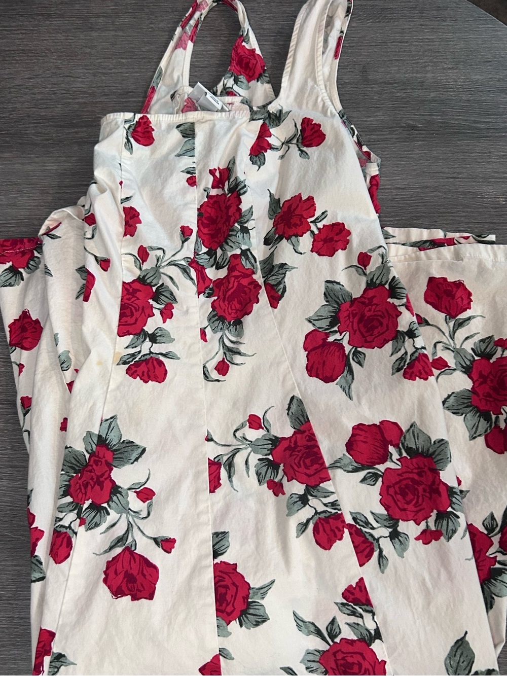 White Floral dress with Red Rose Print